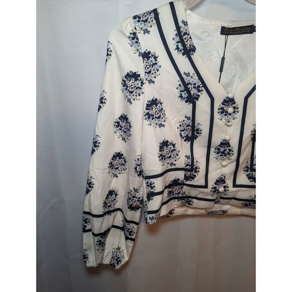 Lady Sunshine Floral V-neck Boho Bohemian Style Long Sleeve Blouse Size Medium - Picture 2 of 16